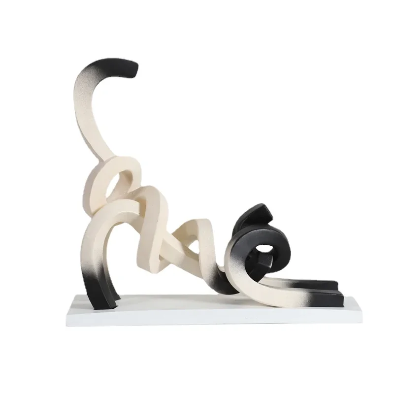 Imagem -03 - Twisted Line Cat Ornamentos para Quarto de Criança Minimalismo Moderno Acessórios para Decoração Resina Artesanato Presente