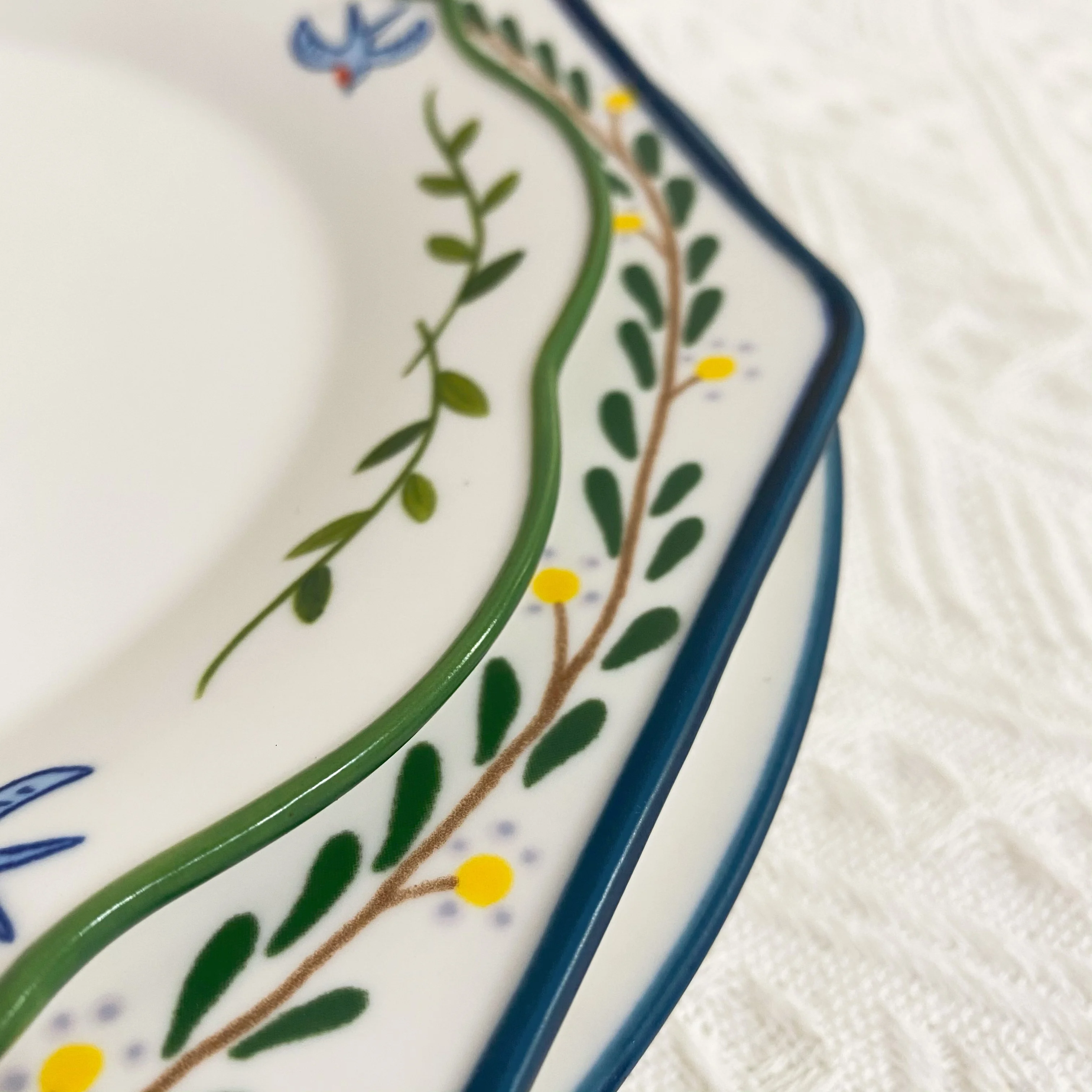 Spring warmth, blooming flowers, ceramic dining, tableware, large , vegetable , household oval flat , small deep plates