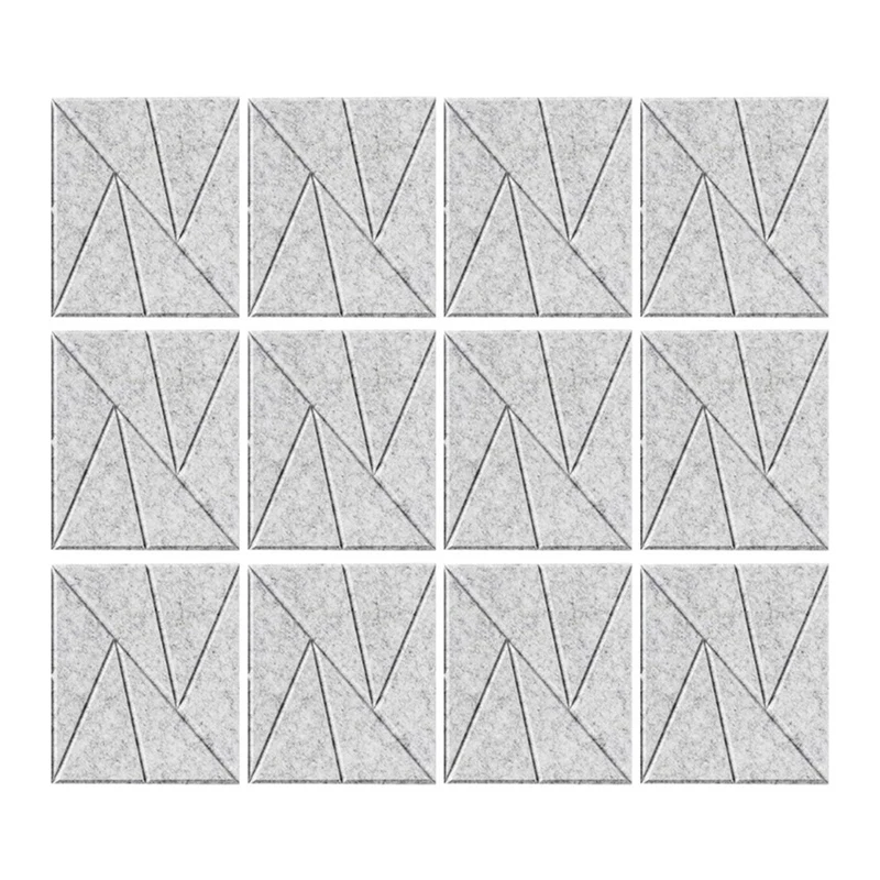 AU05 -12 Pack Self Adhesive Acoustic Panels 11.8Inch X 11.8Inch Sound Proof Foam Panels (Silver Gray)