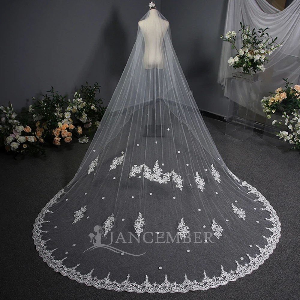 

Свадебная фата соборная кружевная длинная вуаль Mariage белого цвета слоновой кости свадебные аксессуары для невесты однослойная 3 метра