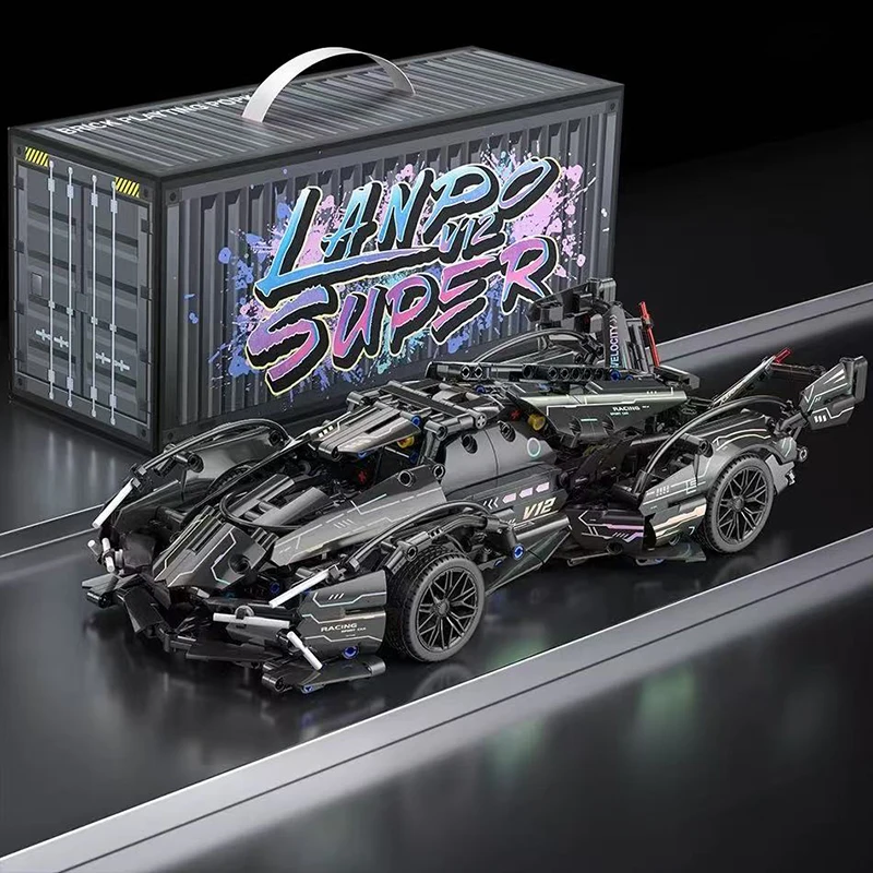 Más de 1000 Uds. V12 modelo de coche de carreras juguetes de bloques de construcción súper coche técnico DIY ciudad vehículo ladrillos Set chico y adulto regalo de vacaciones