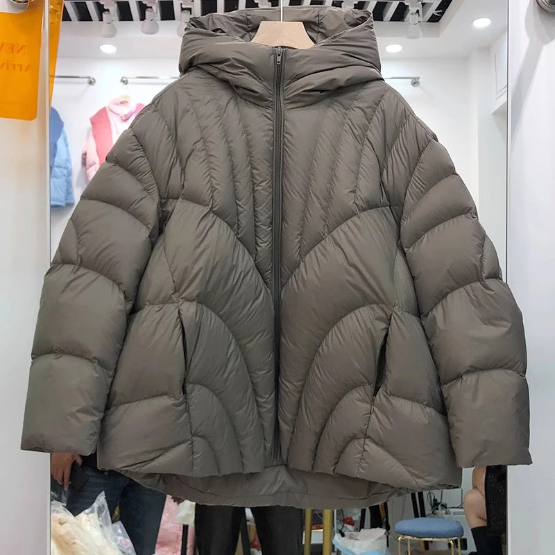 شتاء جديد المرأة سميكة الدافئة فضفاضة بطة بيضاء أسفل مقنعين أسفل سترة y2k عالية الجودة المألوف بسيط سترة الخبز عادية
