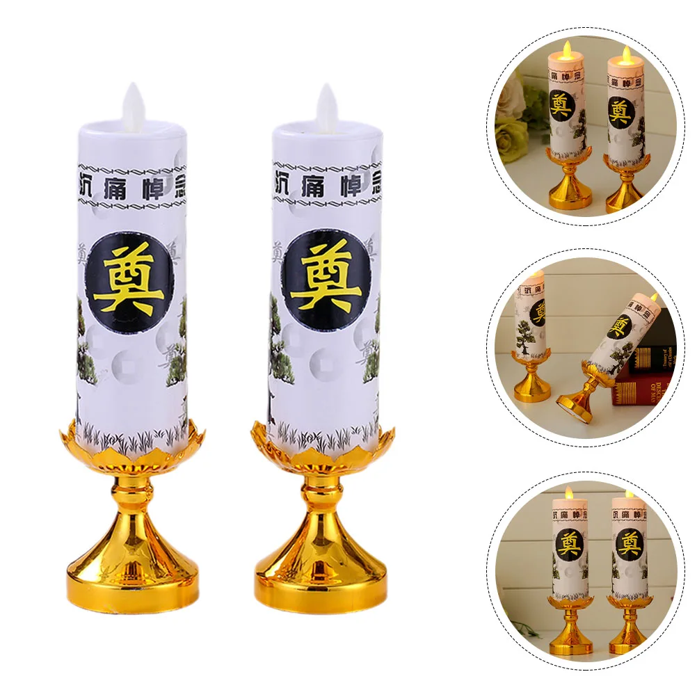 

2 Pcs Electronic Light Led Votive Candles Electric Flameless Supplies Candlesticks Plastic Realistic Decorations