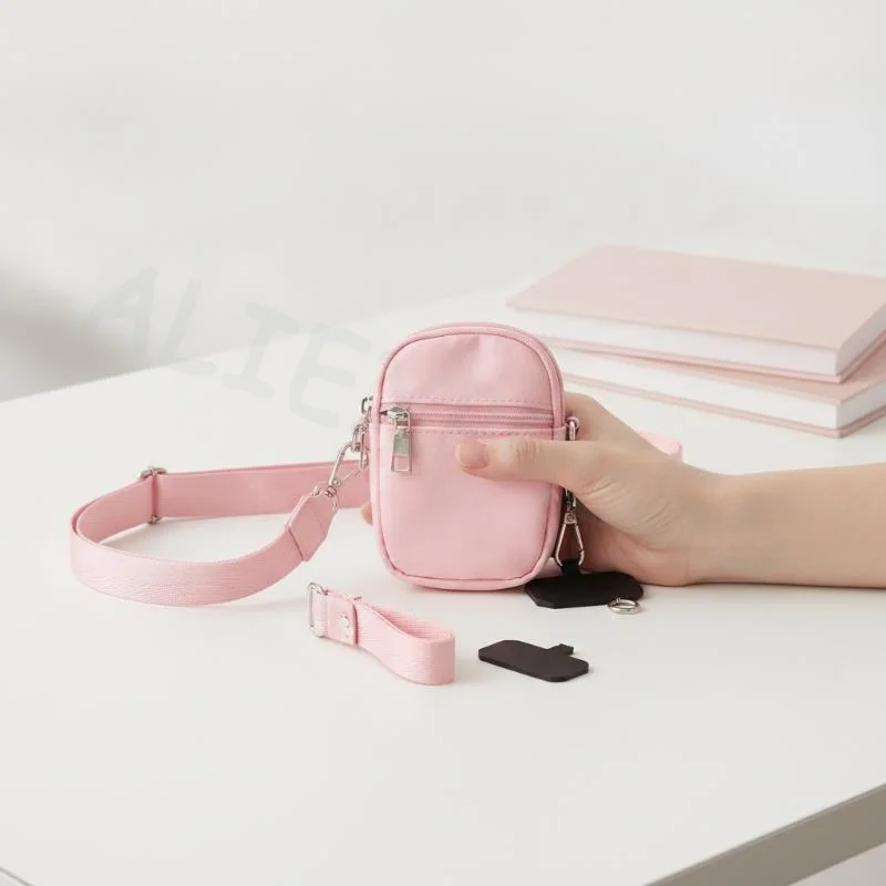 Crossbody Phone Lanyard Adjustable Detachable Zipper Pouch Universal Durable Phone Strap for Business Trip Commute Outdoor Use