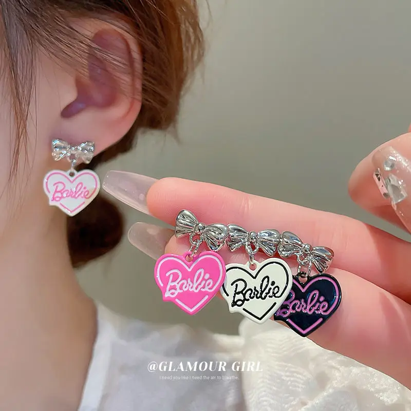 

Pink Barbie Love Bowknot Ins Stud Earrings Eardrop Fashion Korea Girl Cartoon Beautiful Kawaii Jewelry Birthday Gift