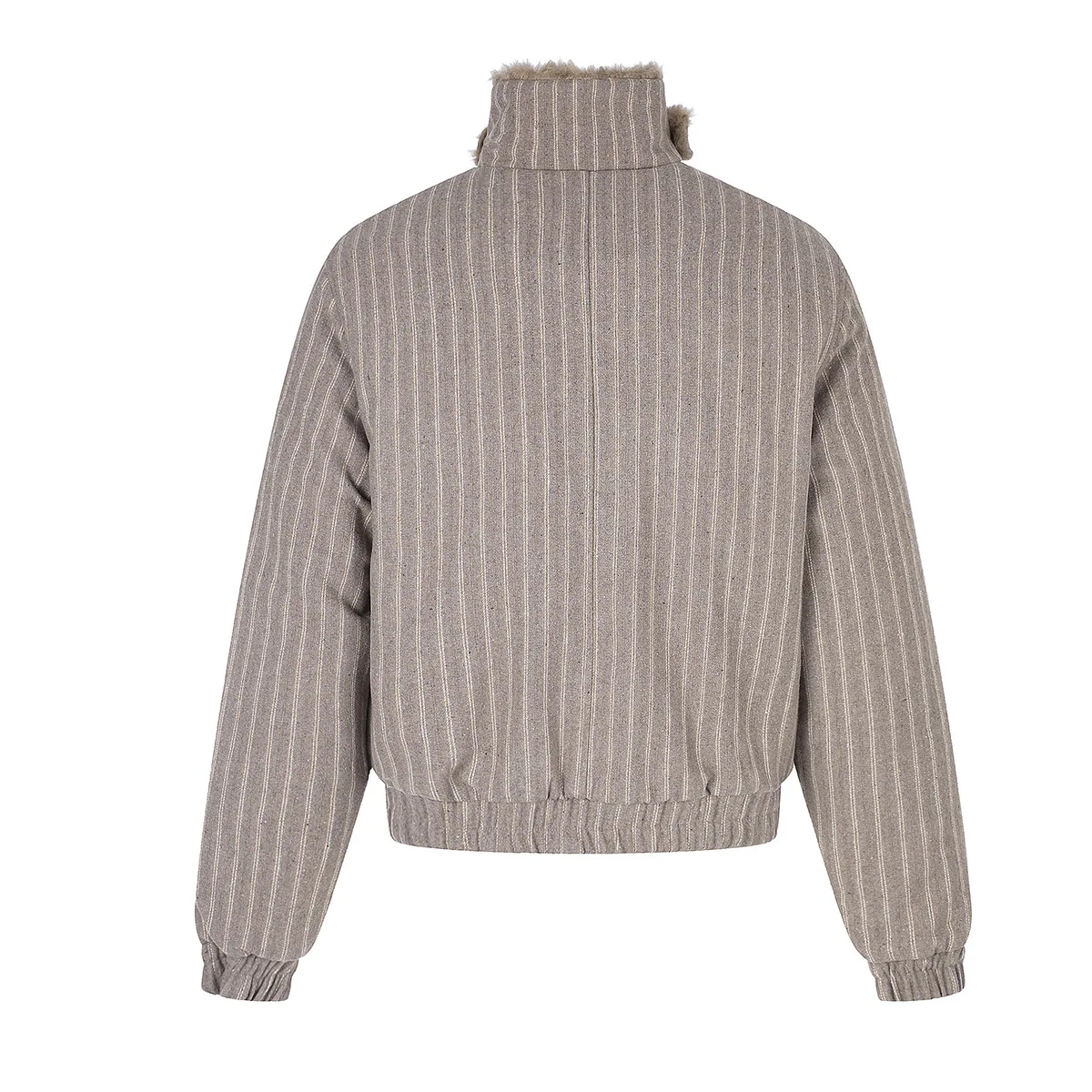 MWJLPWQ Striped Winter Fleece-Lined Cotton Jacket Men's Stylish American Diagonal Zipper Design Quilted Outerwear New 21365