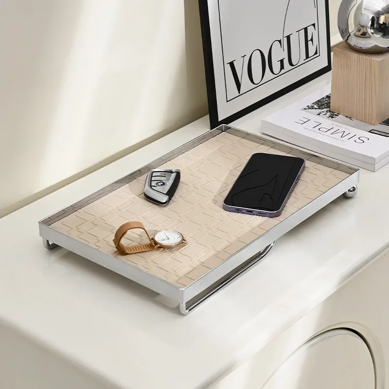 

Ahunderjiaz-Luxury Leather Storage Tray, Jewelry Display Plate, Living Room Desktop Decor, Home Furnishing Decoration
