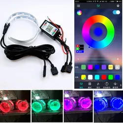 1Set LED RGB APP Bluetooth Devil Demon Eyes Halo Rings for Car Motorcycle 2.5 3.0 inch Projector Lens Retrofit Angel Eyes 12V