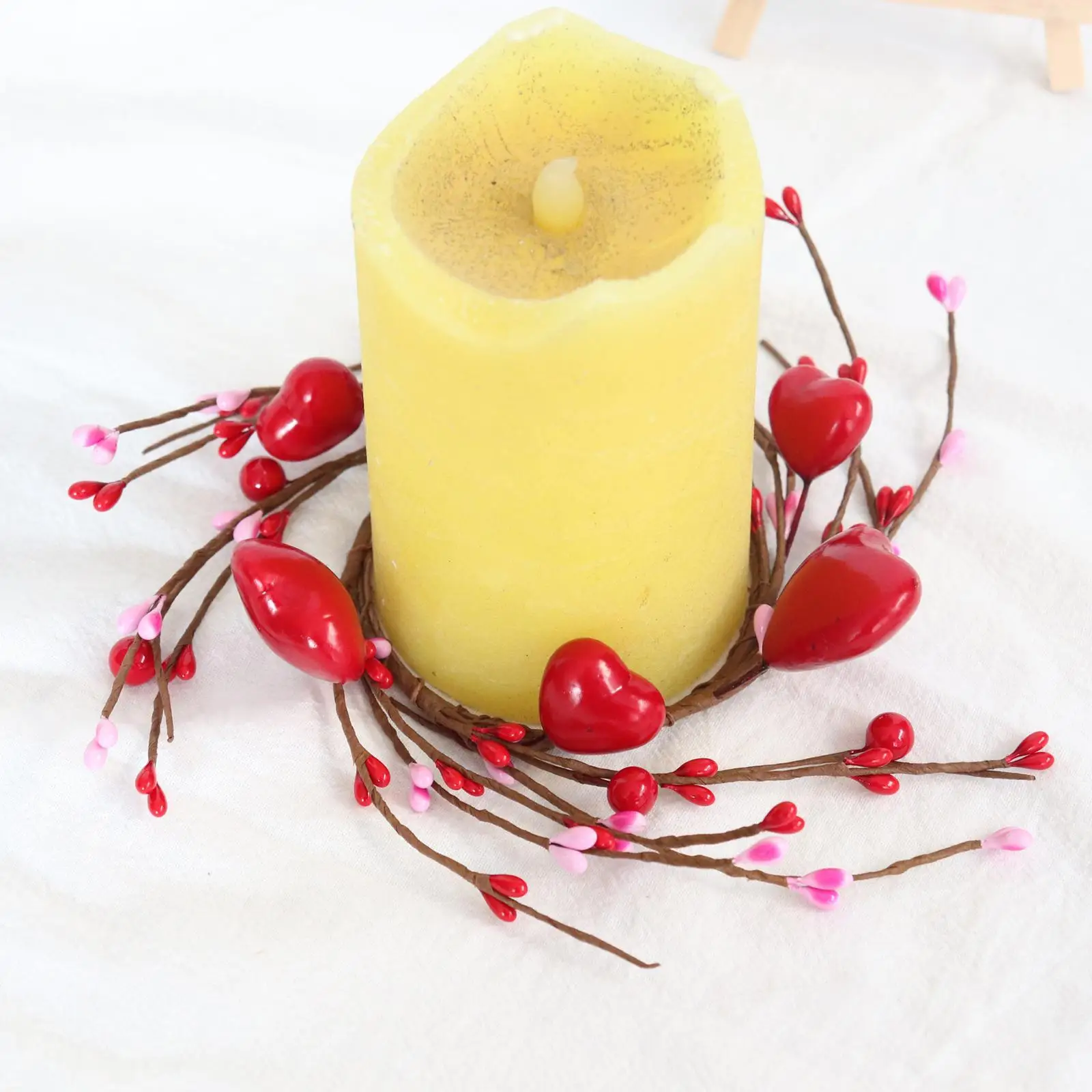 Valentine's Day Candle Ring Valentine's Day Decoration Small Rustic Ornament Pillar Candle Holder for Christmas Party Holiday