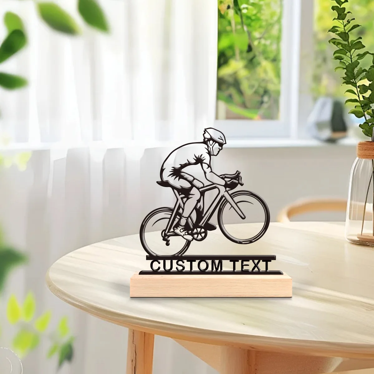 1pc Metal Art Desktop Decoration Custom Content With Wooden Base Desktop Decorations in Bedrooms,Study Rooms,and Offices