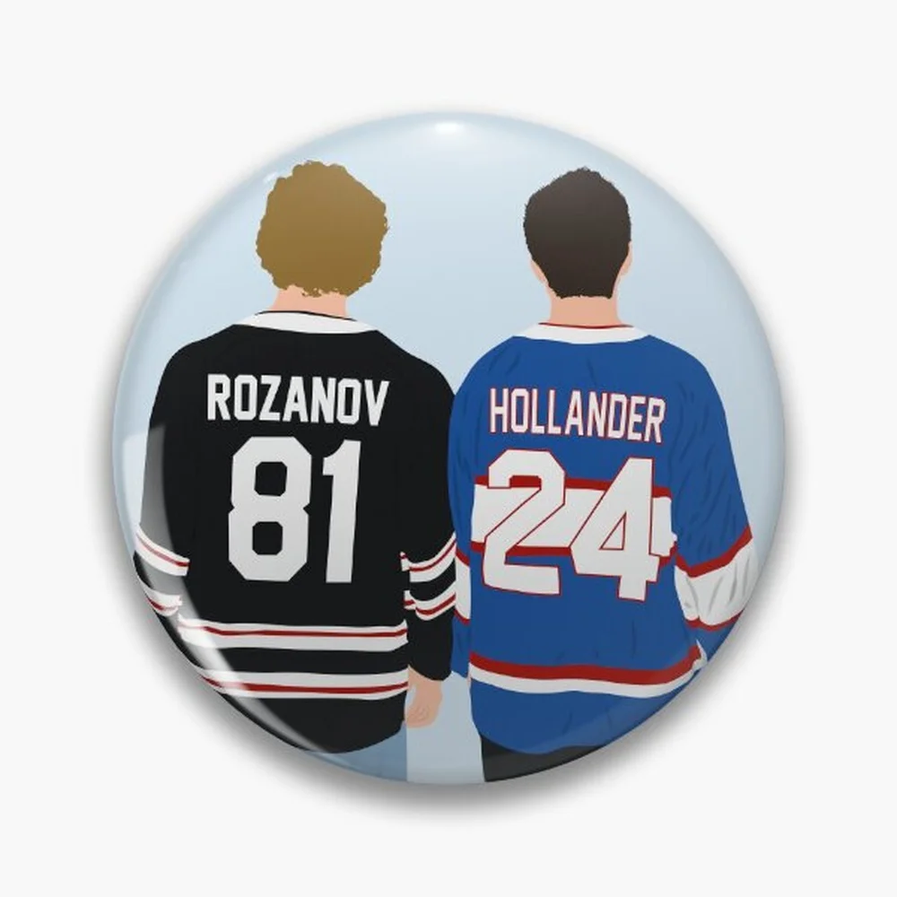 Rozanov 81 & Hollander 24 | Heated Rivalry Pin Holographic Star Heart Pin Brooches Laminated Button Fashion Accessory