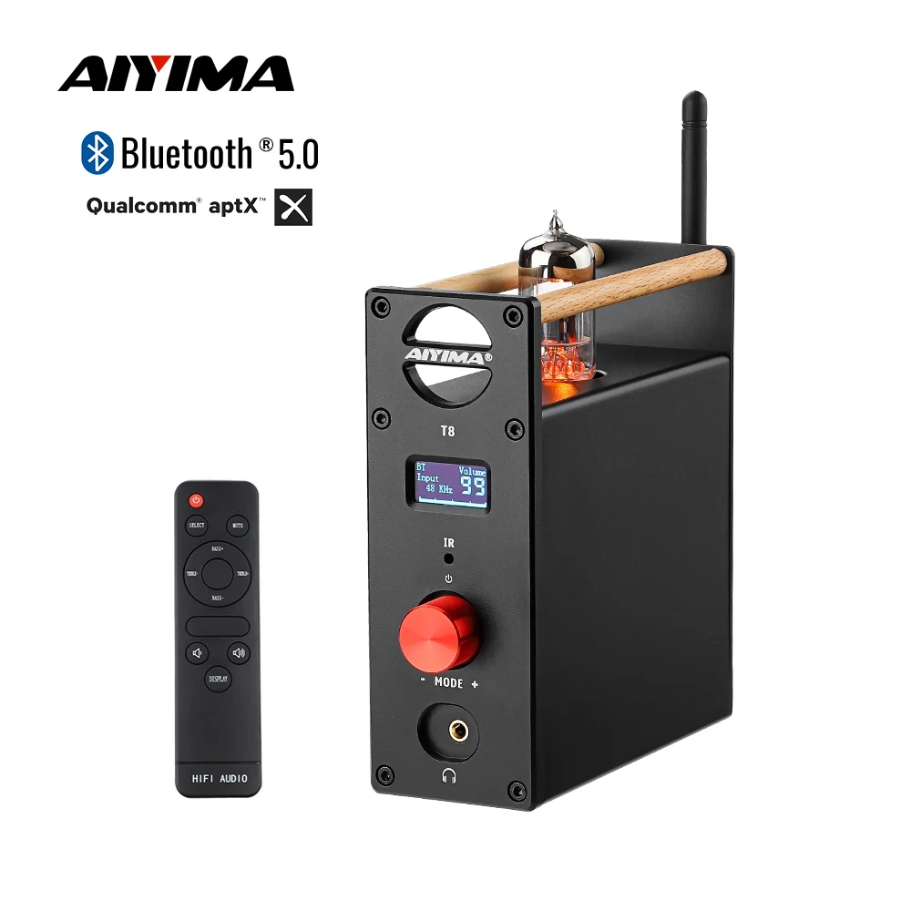 

AIYIMA Audio T8 Vacuum Tube Amplifier Bluetooth Pre-Amplifier Headphone Amplifier HiFi Bluetooth Preamp Decoder DAC USB Optical