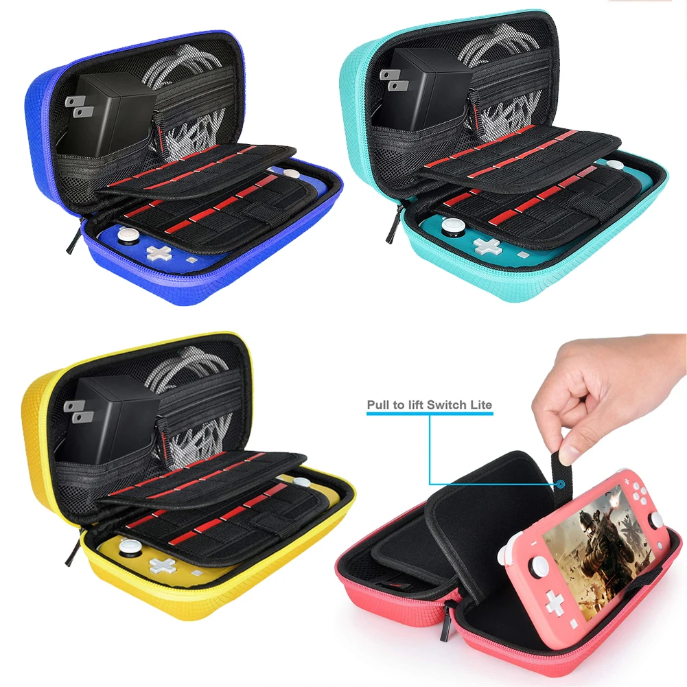 Storage Bag Nylon EVA Hard Game Console Protection Bag Thickened Scratch-resistant Double Compartment Dustproof for Switch Lite