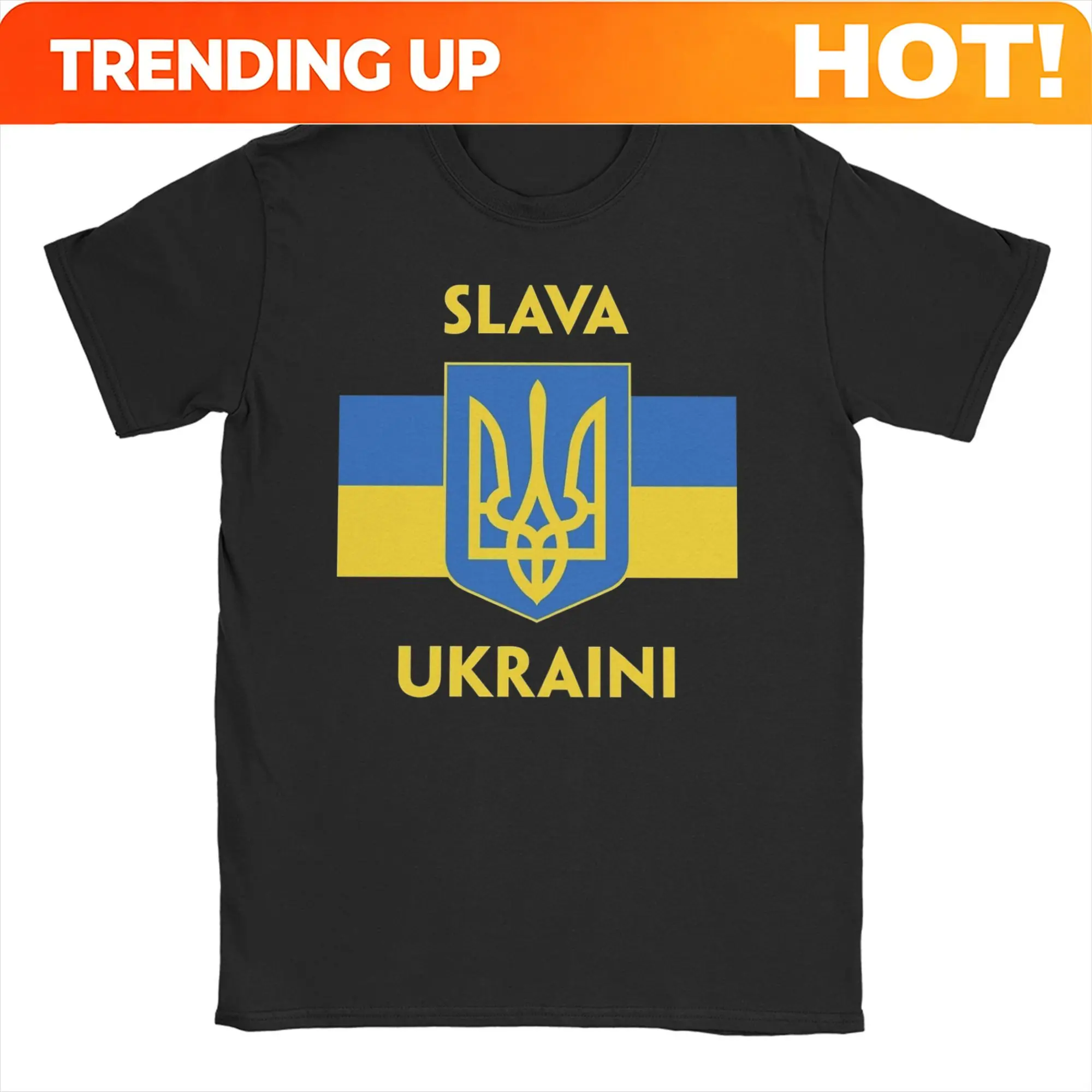 Customization SLAVA UKRAINI TRIDENT Men Women T Shirts GLORY TO UKRAINE SUPPORT UKRAINE PROTEST Tees T-Shirts 100% Cotton Origin