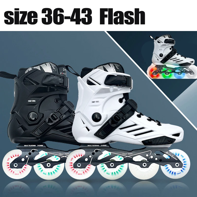 

Professional Inline Roller Skates Adult Outdoor Racing Speed Skating Skates Sneakers Women Men Flashing 4 Wheels Shoes Size 36