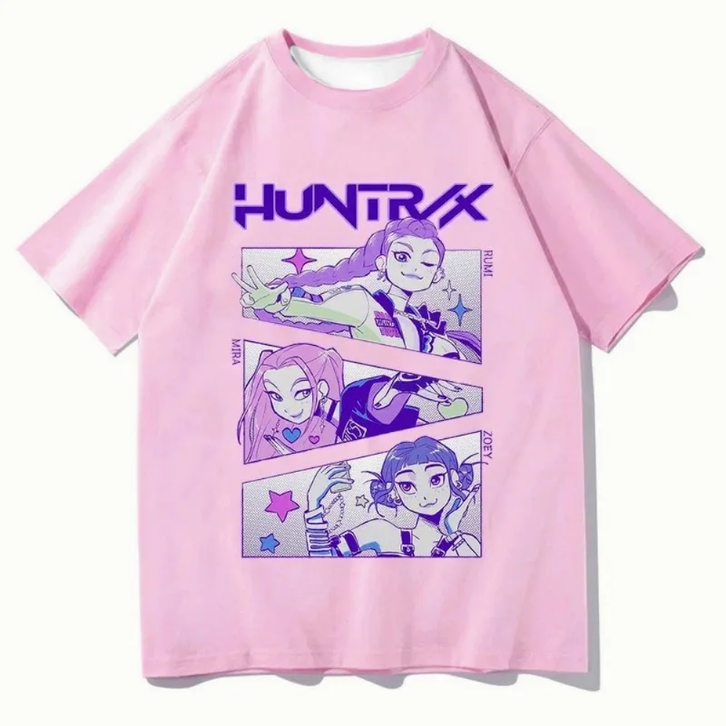 2025 شعبية KPop شيطان الصيادين Huntrix ثلاثية الأبعاد مطبوعة المرأة تي شيرت قصيرة الأكمام ملابس الشارع نمط تنفس التجفيف السريع #2