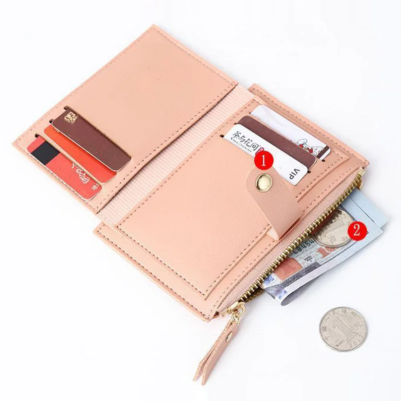 محفظة صغيرة من جلد البولي يوريثان للجنسين - حامل بطاقات رفيع متعدد الفتحات لبطاقات الائتمان/الهوية، محفظة عملات معدنية مدمجة مع جيب (رجال ونساء) #5