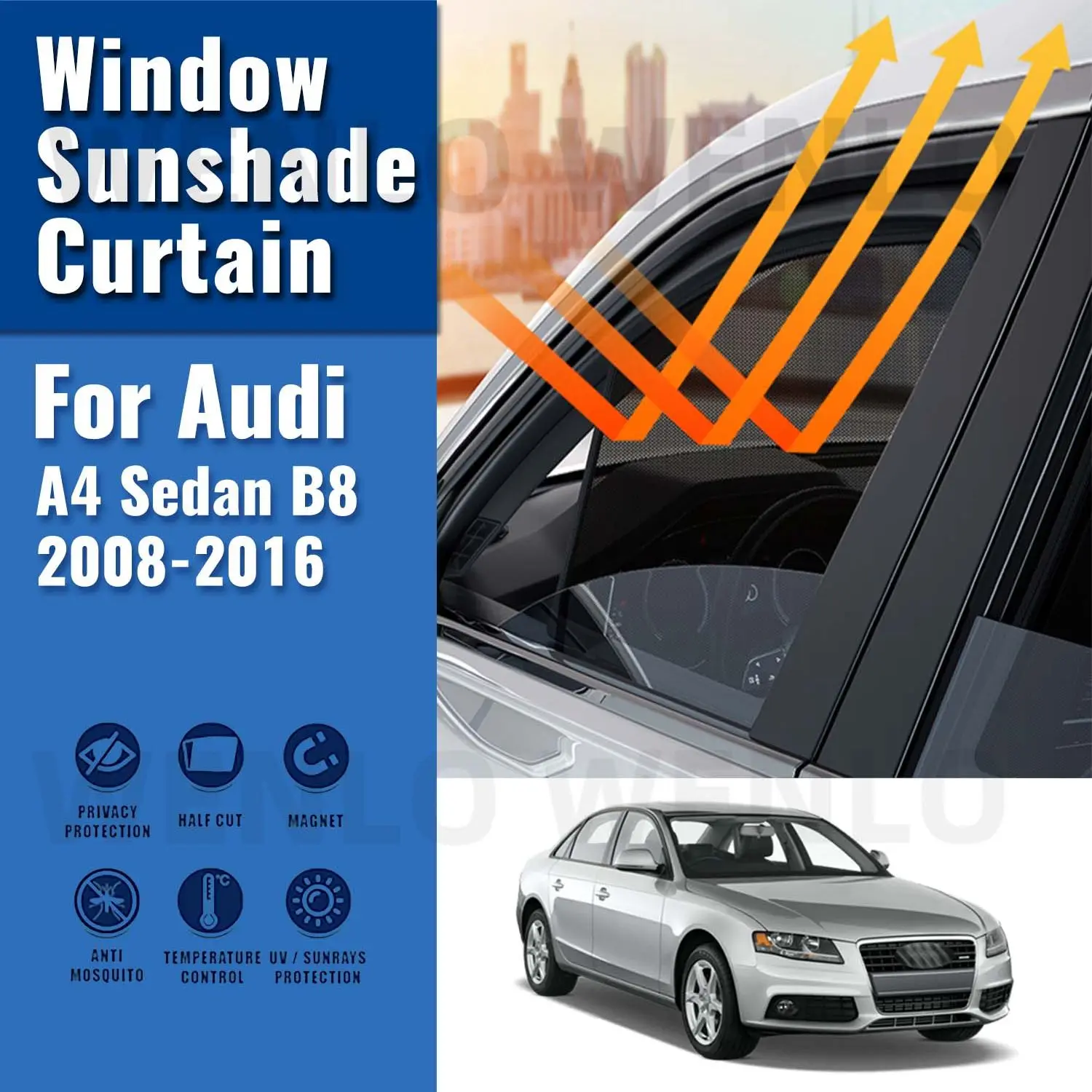 

For Audi A4 Sedan B8 2008-2016 Car Sun Visor Accessories Window Windshield Cover SunShade Curtain Mesh Shade Blind Custom