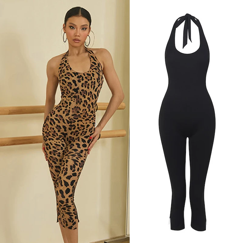 ZYM Ärmelloser Chacha-Latin-Tanz-Jumpsuit für Erwachsene, rückenfreie Latin-Tanz-Performance-Kleidung für Damen, Bühnen- und Wettkampfkleidung SL15885