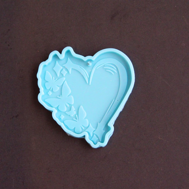 Resin Silicone for Butterfly Heart Mold Keychain Soap Casting Mould for UV Epoxy Resin Crafting Polymer Clay Pendant Jew