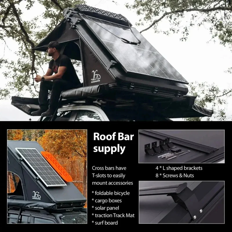

Hydraulic quick-open triangular roof tent two-person outdoor camping, hard-car-mounted tent
