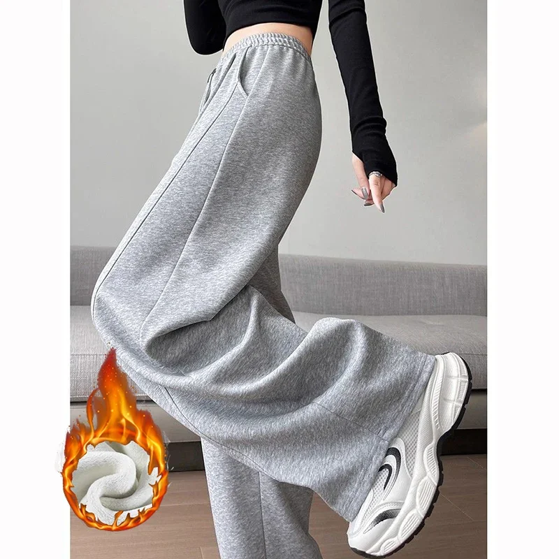 Pantaloni termici in pile casual da donna invernali Pantaloni coreani in peluche a vita alta da donna Pantaloni sportivi comodi e caldi da neve
