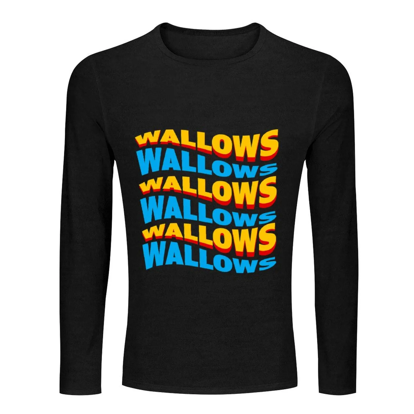 WALLOWS - yellow blue wave Long T-Shirt blank t shirts mens big and tall t shirts