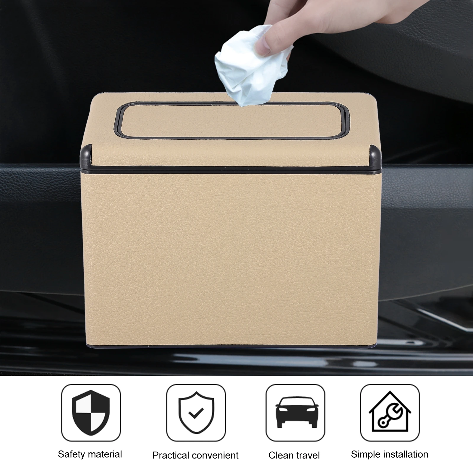 

Car Trash Can Strong Durable Secure Lid Odor Control Portable Garbage Bucket for Vehicle Home Office Bedroom Kitchen Dustbin