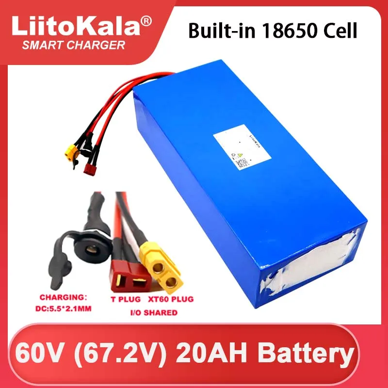 

Liitokala 60V 20ah 18650 li-ion Battery pack conversion kit Electric scooter 67.2v 1000W 1500W ebike batteries with BMS Protect