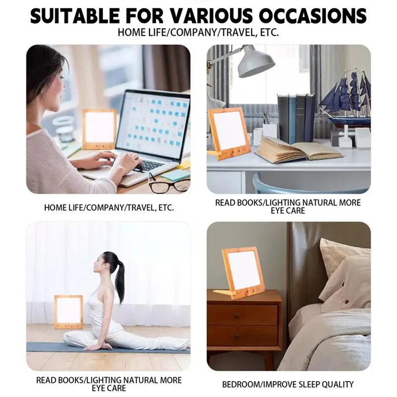 

A44Z-Fluorescent Desk Lamp 10000 Lux Bedside Light Lamp UV-Free LED Simulated Sunlight Touch Control With Support Stand