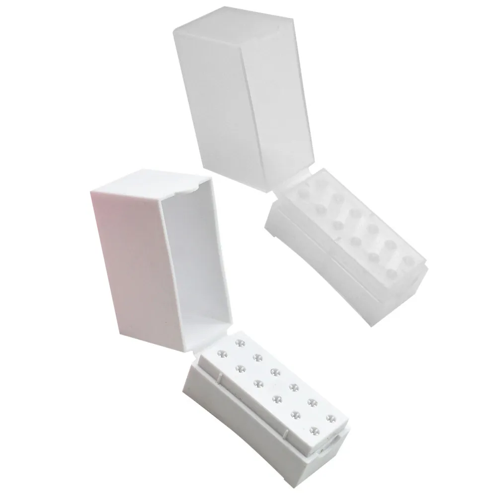 2Pcs Nail Drill Bit Storage Box Heavy Duty Odorless Plastic Nail Grinding Head Organizer Slots for Manicure Salon Or
