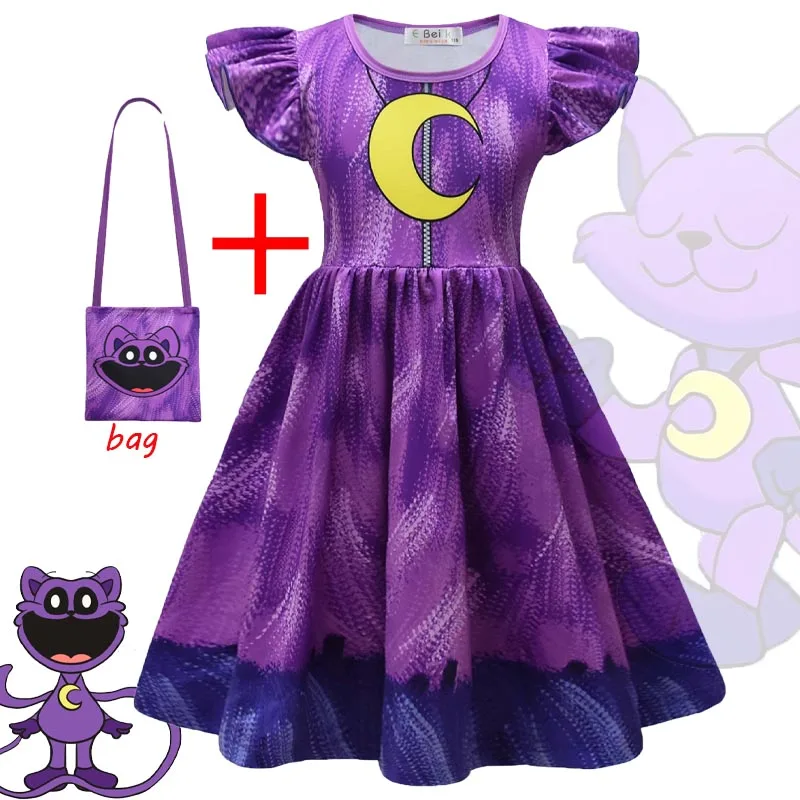 Catnap Cosplay Traje para Crianças, Vestidos Catnap, Cat Nap, Dogday, Desenhos Animados, Halloween, Carnaval, Vestir-se, Crianças, Menina