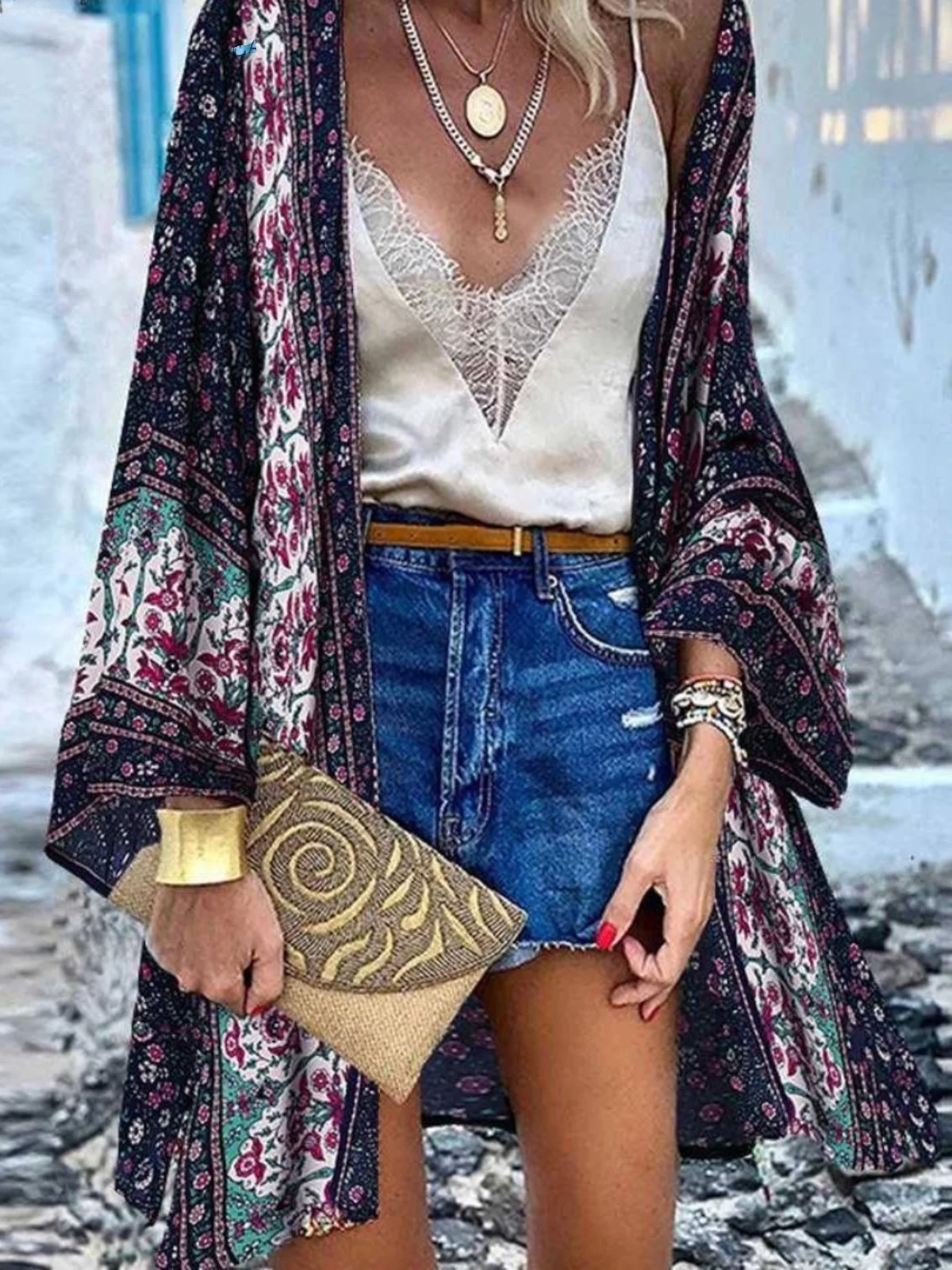 بلوزة نسائية بوهو فليتش سترة علوية irt صيفية نظيفة الخصر مقصوصة ort Sve مزيج القطن irt