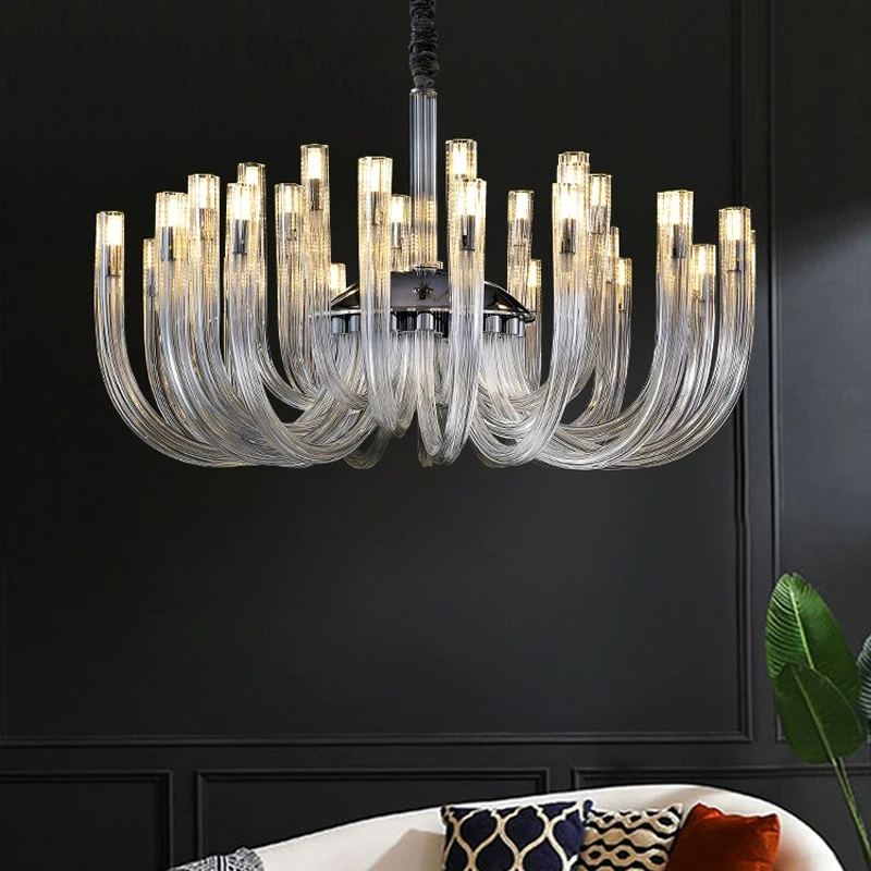 AiPaiTe modern minimalist glass chandelier led chandelier super bright living room bedroom restaurant crystal ceiling chandelier