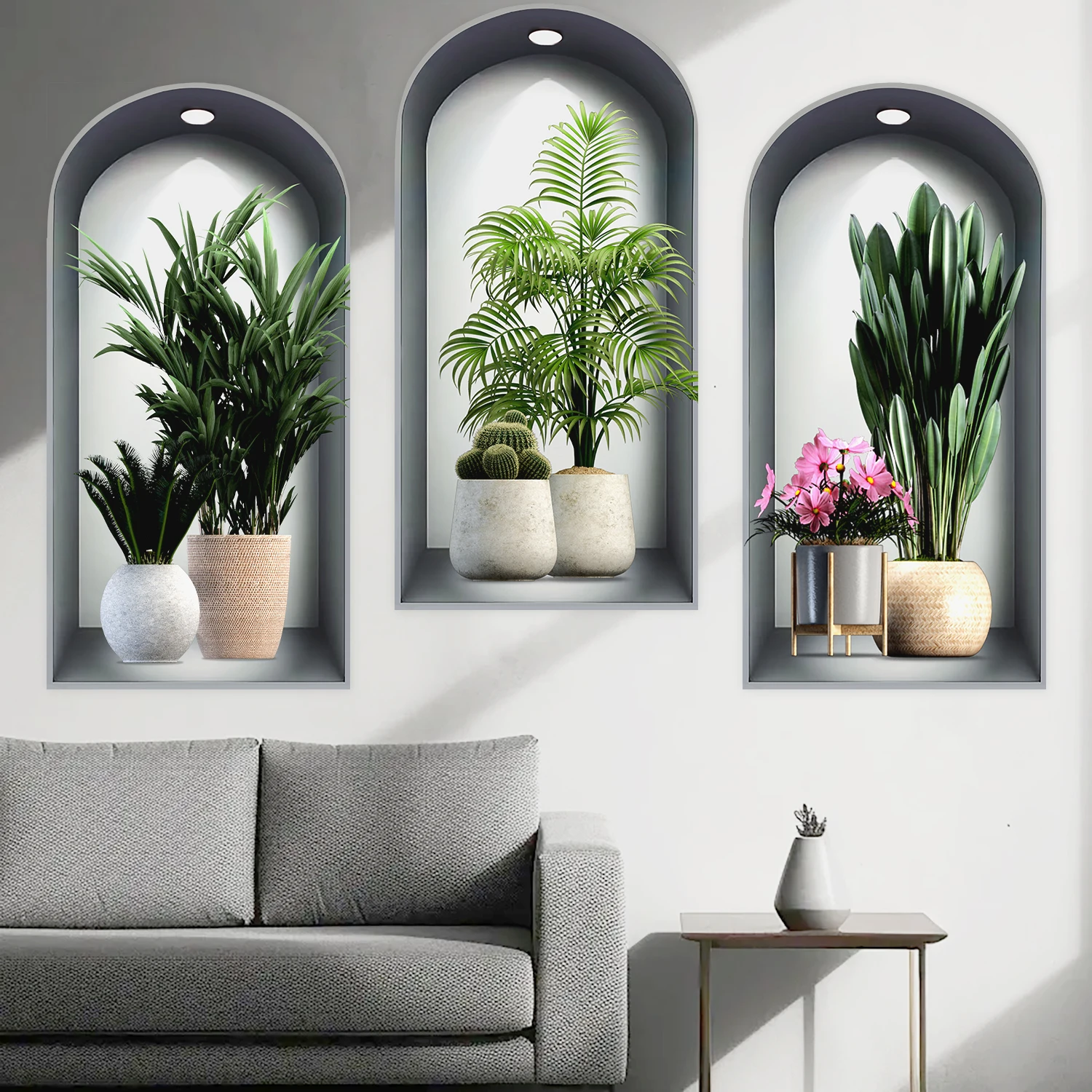 18 Styles Simulated Archway Niche Potted Plant Painting Wall Stickers Bedroom Living Room Hall Peel & Stick Art Mural Decals