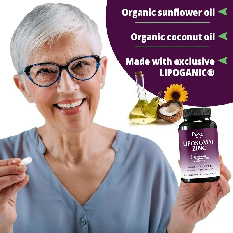 Liposome pure zinc picolinate capsules containing copper, immune metabolism, and skin antioxidant health support