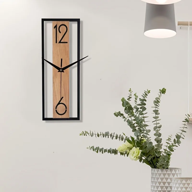 Vintage Farmhouse Square Wooden Wall Clock Creative Minimalist Living Room Decor Modern Home Clock Decorative Hanging
