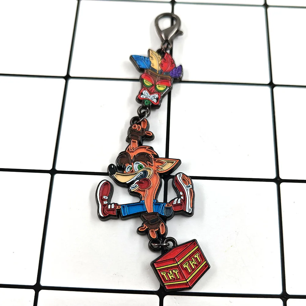 Classic Cartoon Character Keychain Colorful Mask Box Pendant Retro Gaming Theme Peripherals Metal Key Ring Fans Collection Gifts