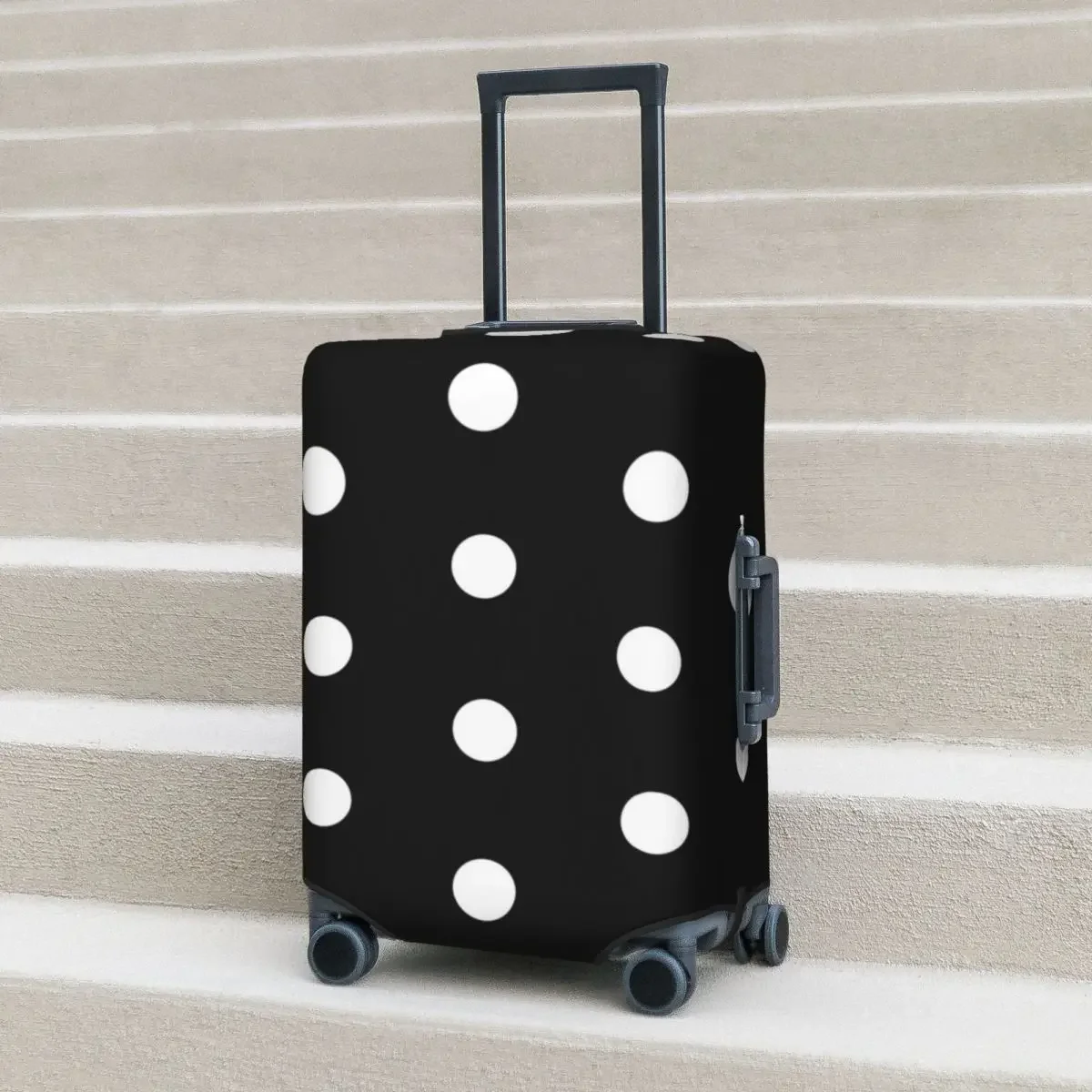 White Dot Black Suitcase Cover Background Geometric Vacation Travel Fun Luggage Accesories Protection