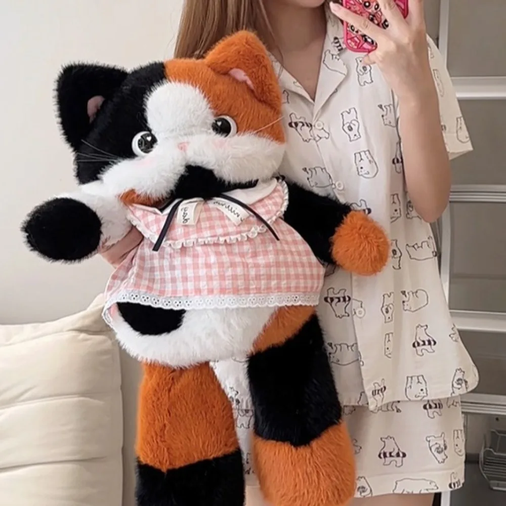 Calico Cat Coffee Cat Plush Backpack Cow Cat Simulation Siamese Cat Plush Bag Soft Fluffy Cat Plush Doll Backpack