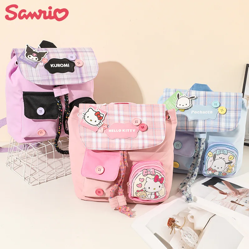 

Anime Kawaii Sanrios Hellokitty My Melody Pochacco Kuromi Canvas Girl Backpack Cartoon Cute Large Capacity Student Backpack Gift