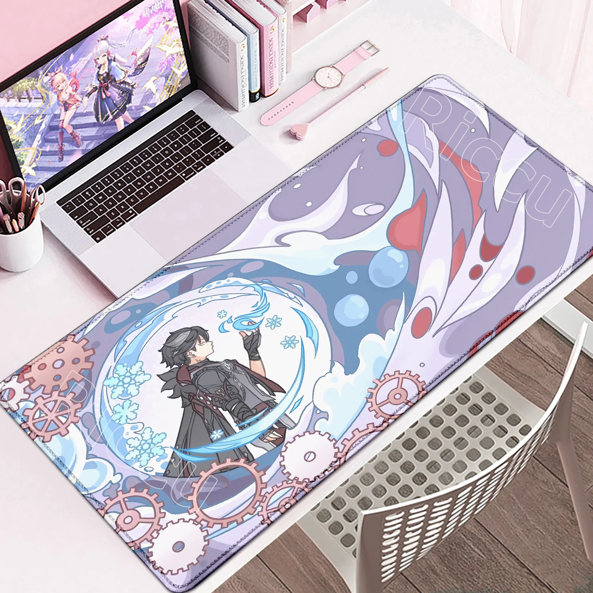 HD Printing Genshin Impact Fontaine Mouse Pad Anti-Slip Rubber Gaming Keyboard Mat Game Office Mousepad Wriothesley Emilie Skirk