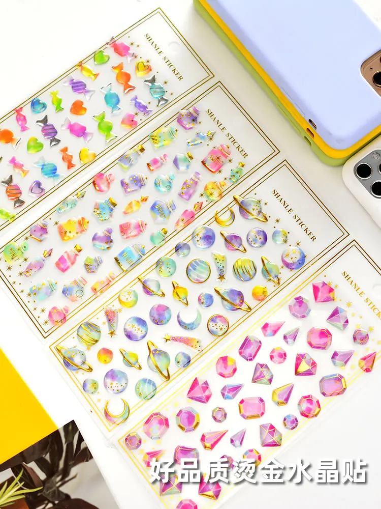 1pcs/1lot Kawaii Stationery Stickers Gemstones and diamonds  Junk Journaling Decorative Mobile Scrapbooking for stickers