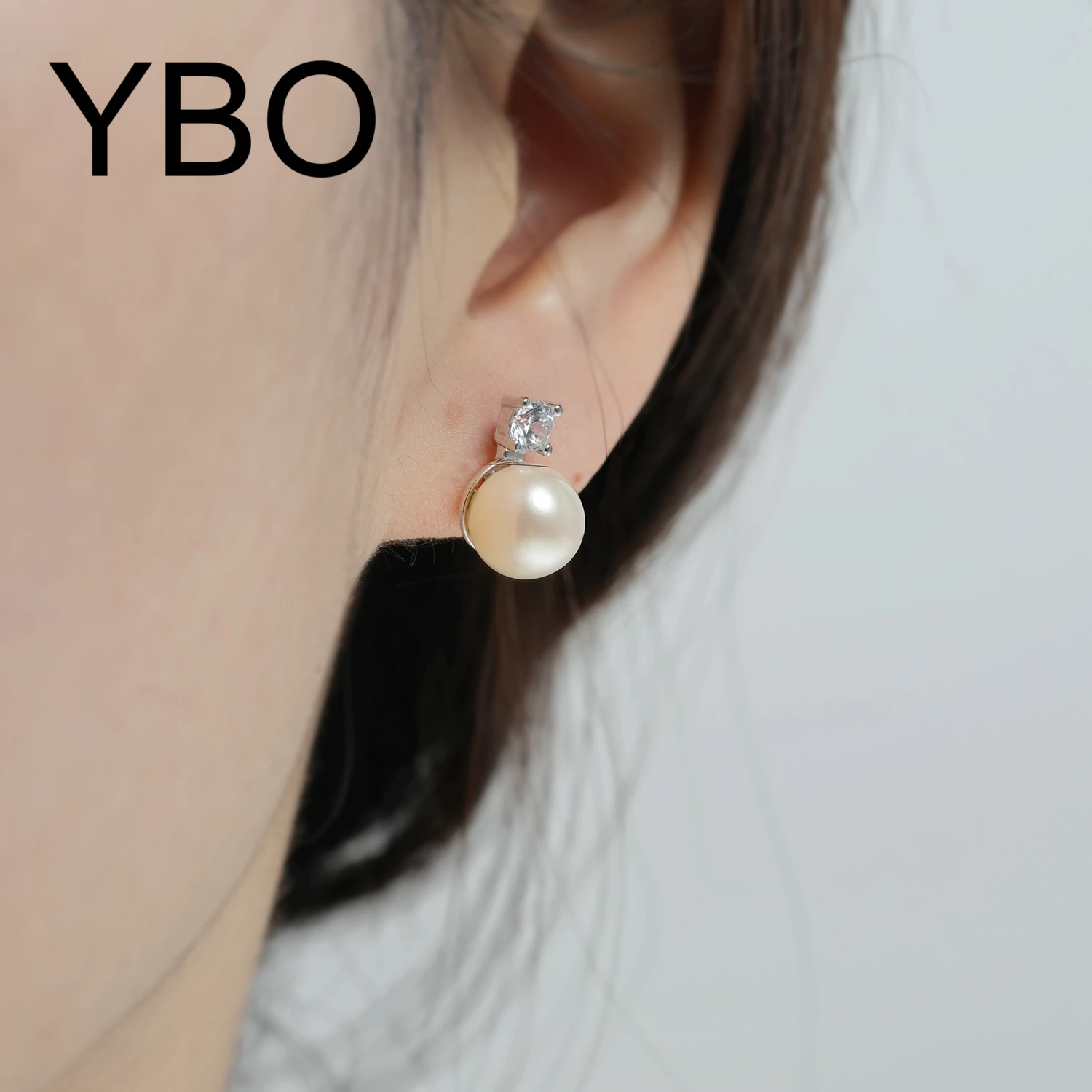 

YBO 8-9MM Freshwater Pearls Stud Earrings For Women Wedding Party Anniversary Jewelry 100% 925 Sterling Silver Fine Earring Gift