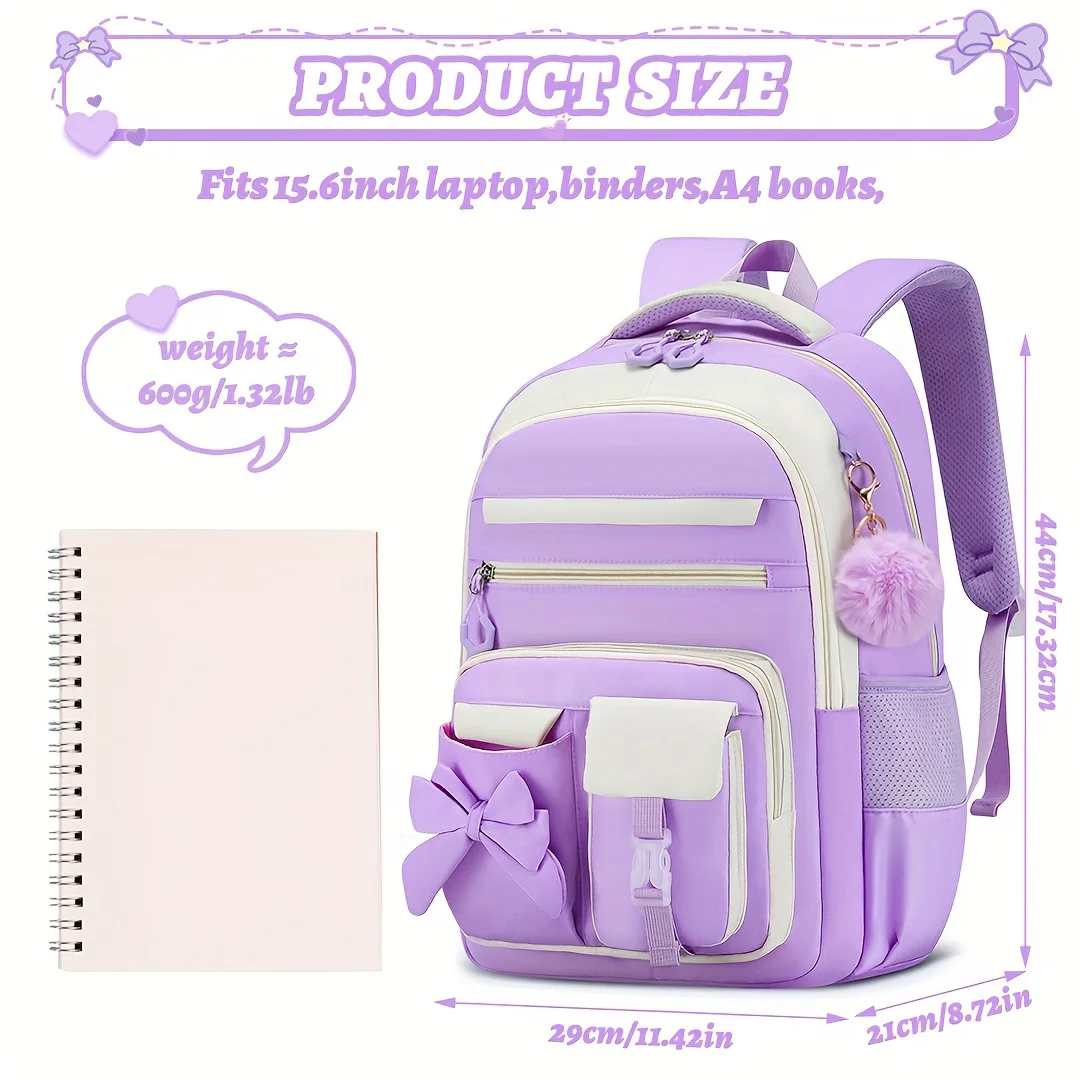 New Fashion Girl School Bag Grade 2-6 Lunch Bag Pencil Case Set of 3pcs Primary Student Shoulder Backpack Large Capacity Mochila