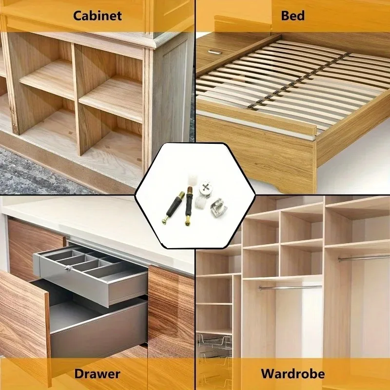 30 قطعة/10 مجموعات من برغي الأثاث سريع التركيب 3 في 1 مجموعة قفل الأثاث - أجهزة صناعية قابلة للفصل واللمسة النهائية السلسة