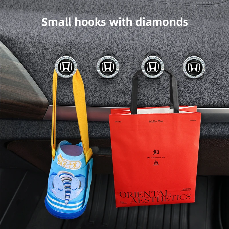 Car Hanger Diamond Hooks Interior Storage Tools Auto Accessories For Honda Civic Fit Accord City Vezel CR-V S660 Odyssey HR-V