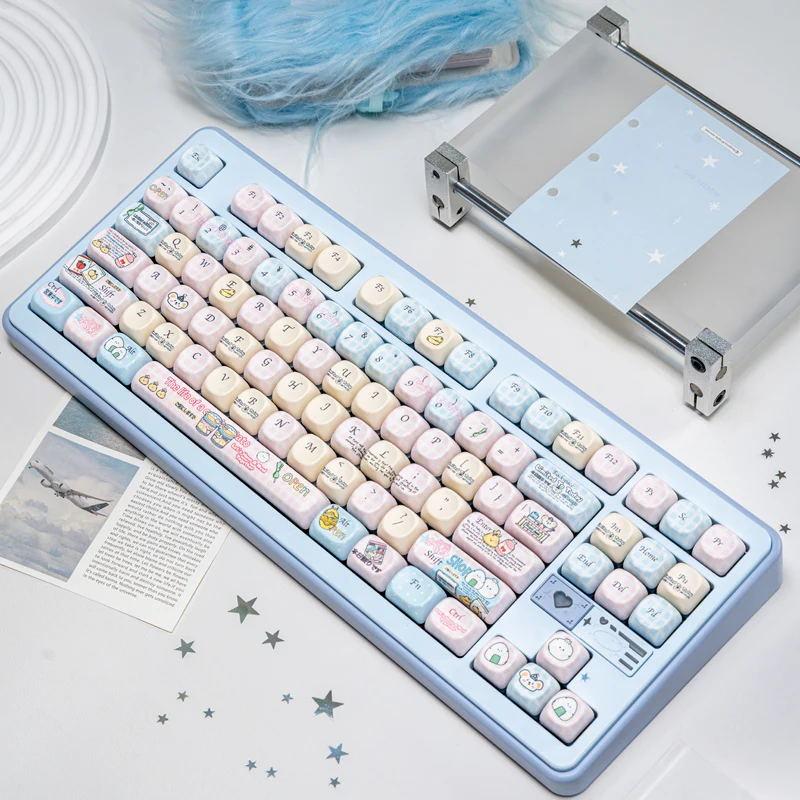 

130 Keys Cute Mouse Five Sided Dye Sub Keycaps MOA Profile PBT Key caps for Cherry Gateron MX Switches Mechanical Keyboard
