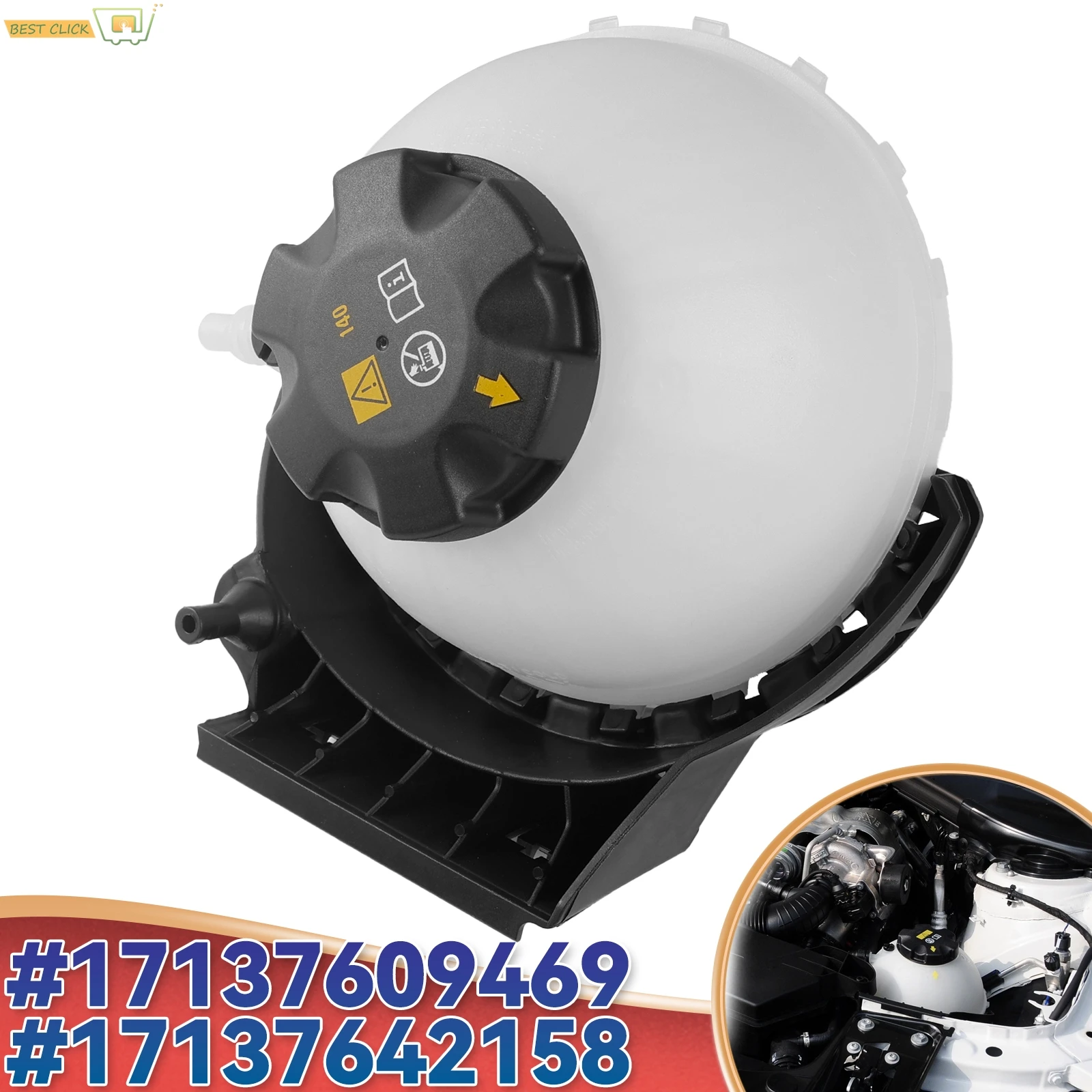 

For BMW 1 2 3 4 Series F20 F21 F22 F30 F31 F32 F33 F34 F35 F36 Coolant Expansion Tank with Level Sensor & Cap 17137642158