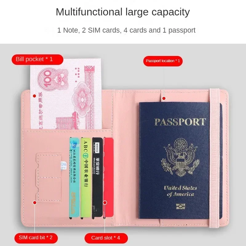 Women Men RFID Vintage Business Passport Covers Holder Multi-Function ID Bank Card PU Leather Wallet Case Travel Accessories